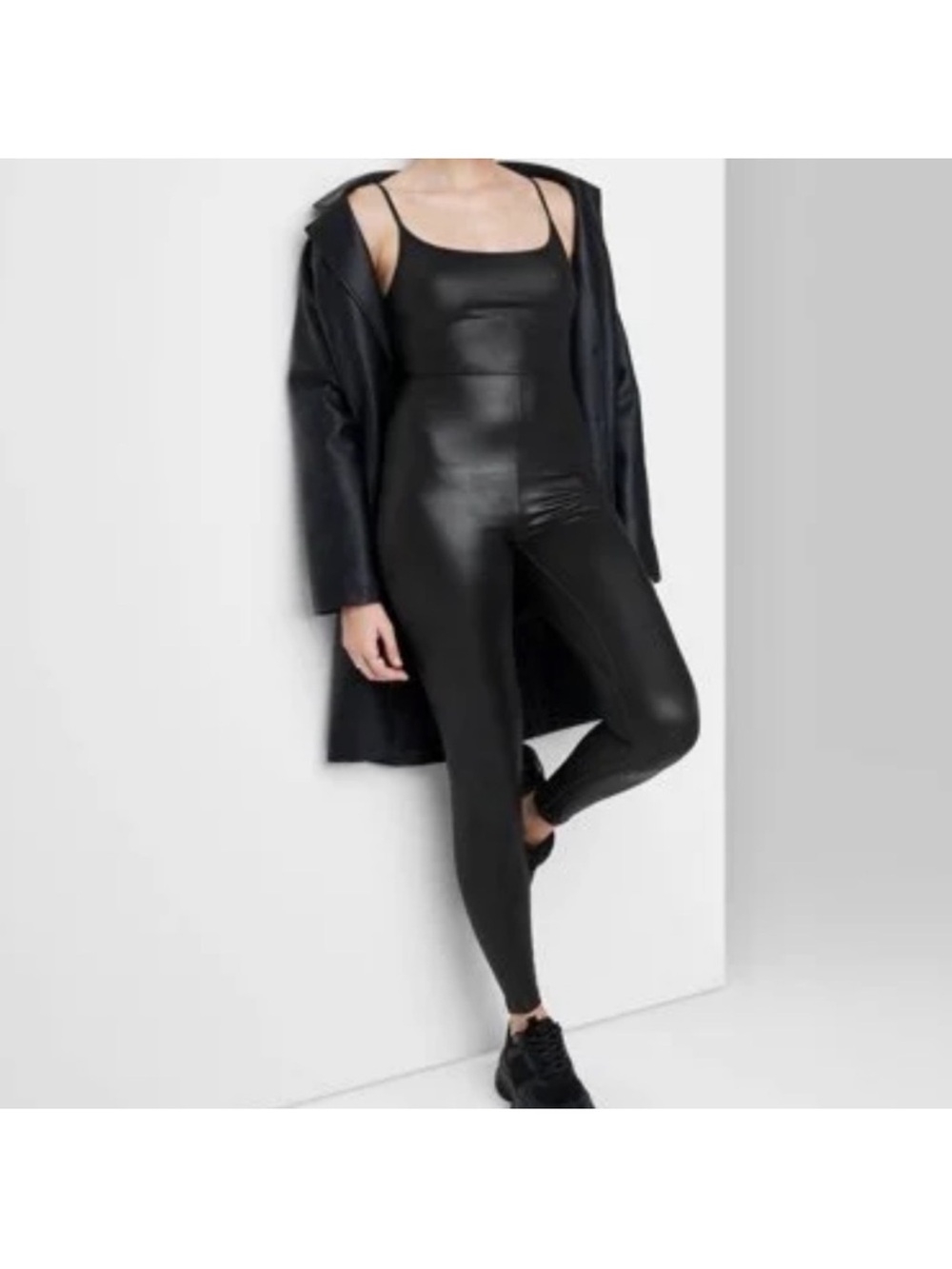 wild fable Black Faux Leather Jumpsuit
